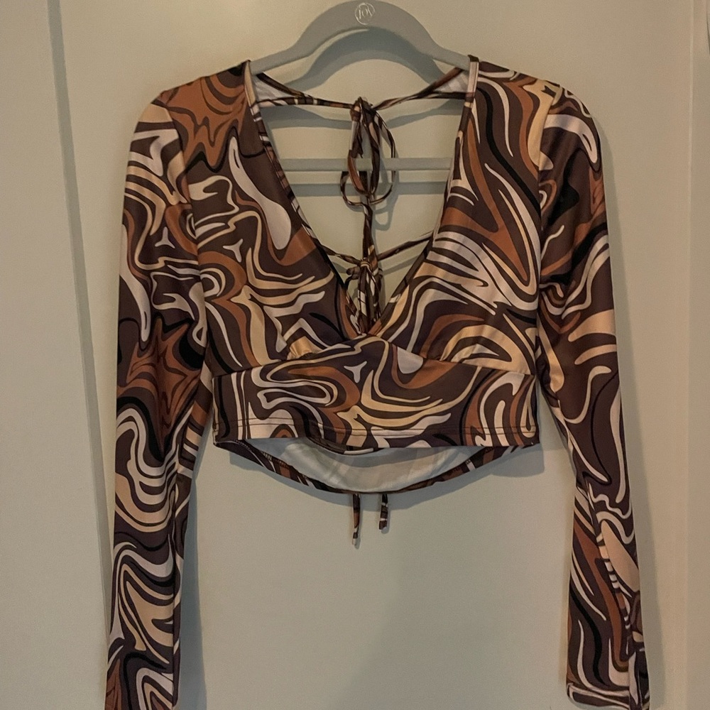 Stretch Crop Top Psychedelic Pattern